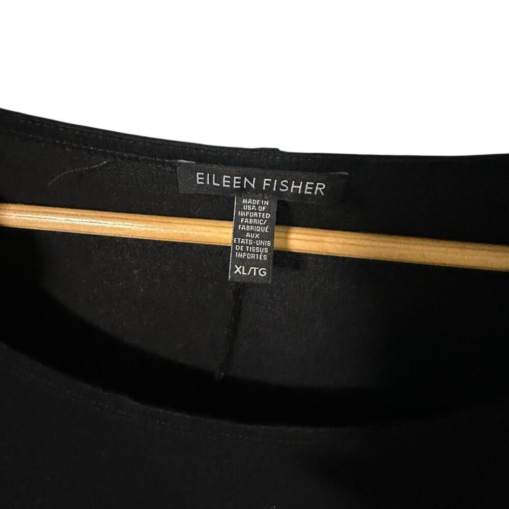 Eileen Fisher Viscose Jersey Stretch Pockets Long Sleeve Knee Dress XL Black - Picture 3 of 11